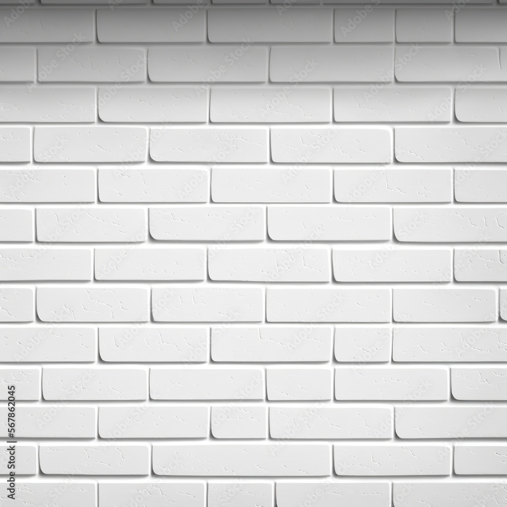Naklejka premium Panoramic background of wide white brick wall texture. close covering plaster Generativ AI