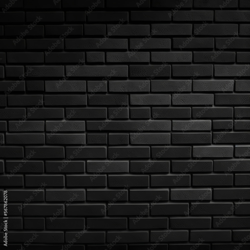 Panoramic texture of black brick wall, brickwork background for design or backdrop covering, plaster design implementation architecture Generativ AI