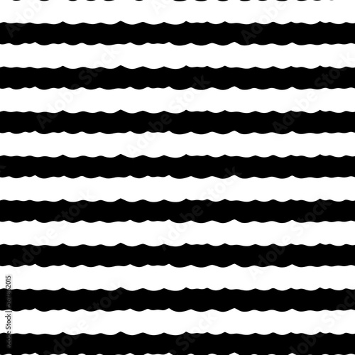 Jagged stripes seamless pattern. Curved lines ornament. Curves print. Striped background. Broken line shapes wallpaper. Linear waves motif. Wavy stripe figures. Ethnical textile print. Vector work.