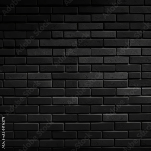 Panoramic texture of black brick wall, brickwork background for design or backdrop covering, plaster design implementation architecture Generativ AI
