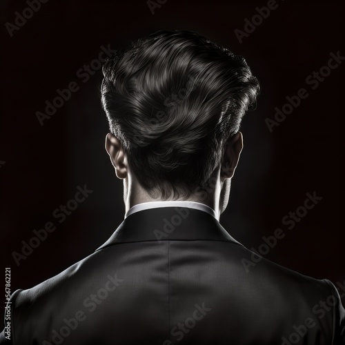 professional man hair back view with black background crissors comb hairdresser salon sample design style fashion model male Generativ AI 