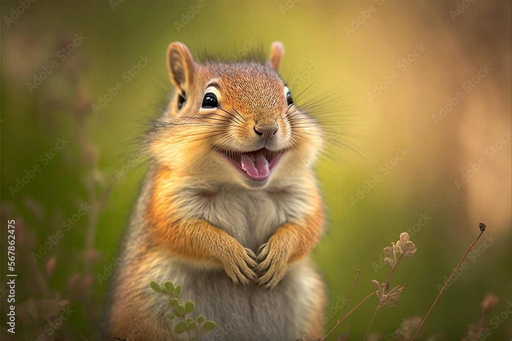 Smiling squirrel, concept of Cheerful and Playful, created with Generative AI technology Smiling squirrel, concept of Cheerful and Playful, created with Generative AI technology