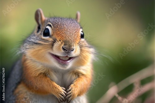 Smiling squirrel, concept of Cheerful and Playful, created with Generative AI technology © tookitook