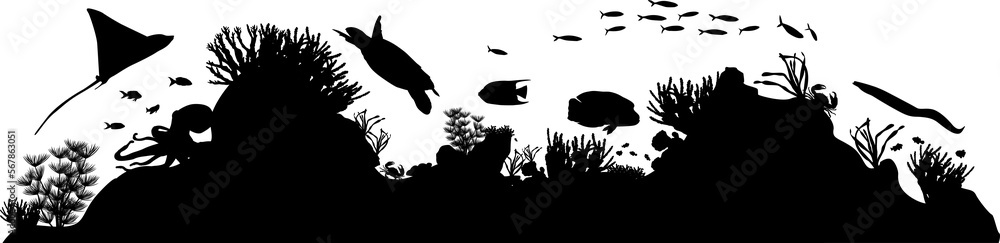 Ocean underwater silhouette Stock Illustration | Adobe Stock