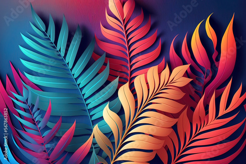 Multicolored tropical leave...