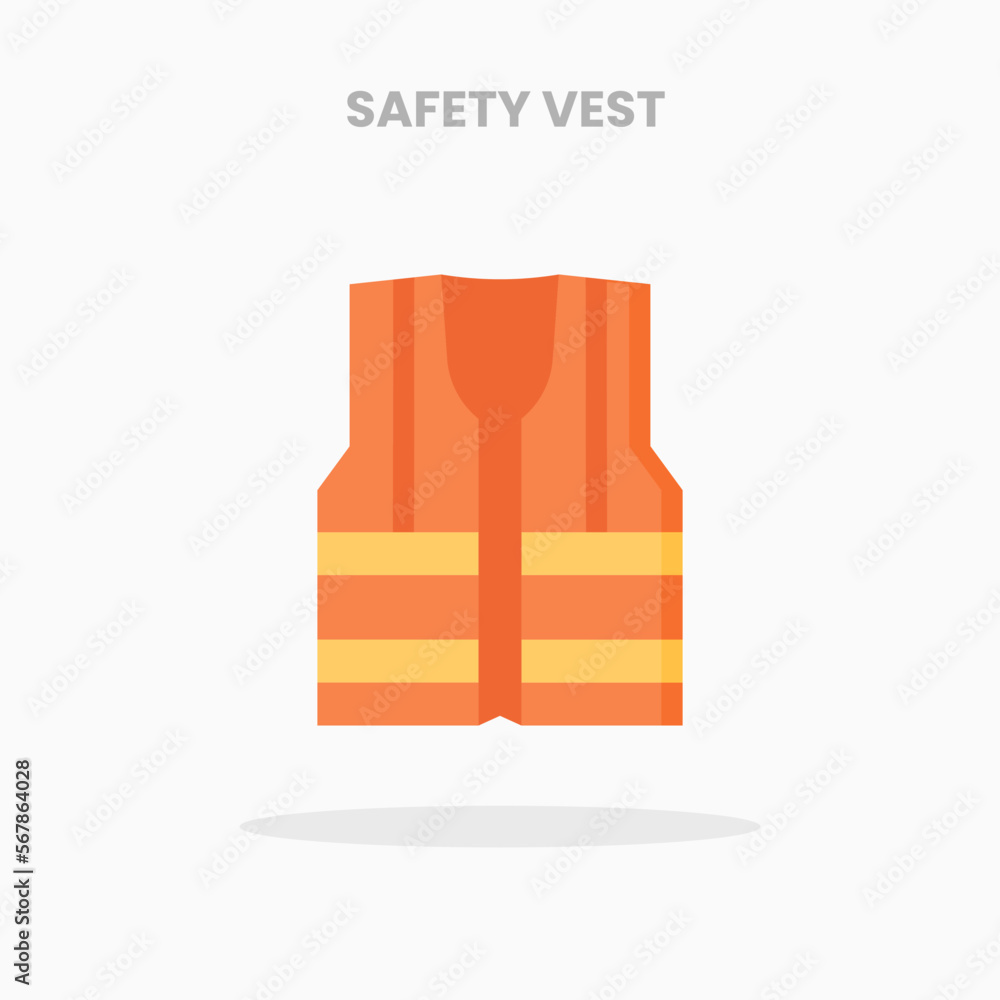 Safety Vest icon flat. Vector illustration on white background. Can ...