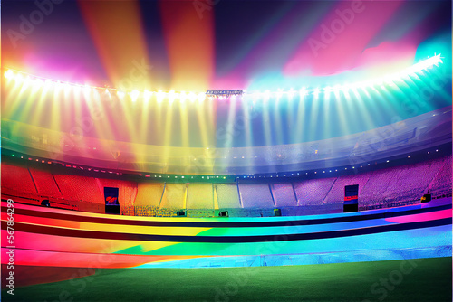 Huge empty stadium, illumin...