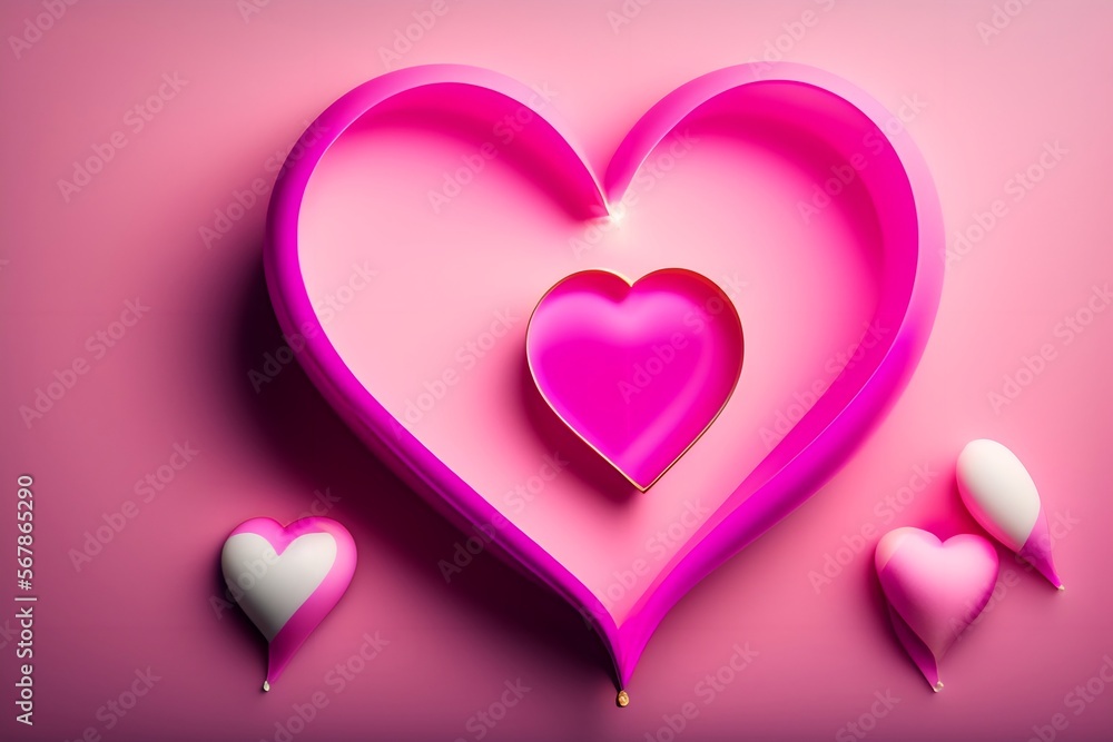 Valentine's day beautiful Pink heart shape with pink background.