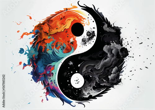 yin yang  artistic  drawing vector