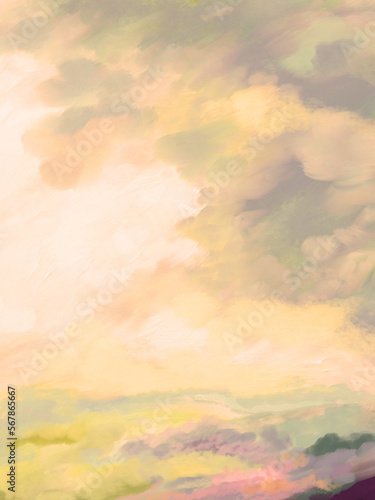 Impressionistic Cheerful Hills Bloom - Digital Painting/Illustration/Art/Artwork Background or Backdrop, or Wallpaper