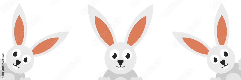 Cute easter bunny in three different positions. Cute easter bunny in three different positions.