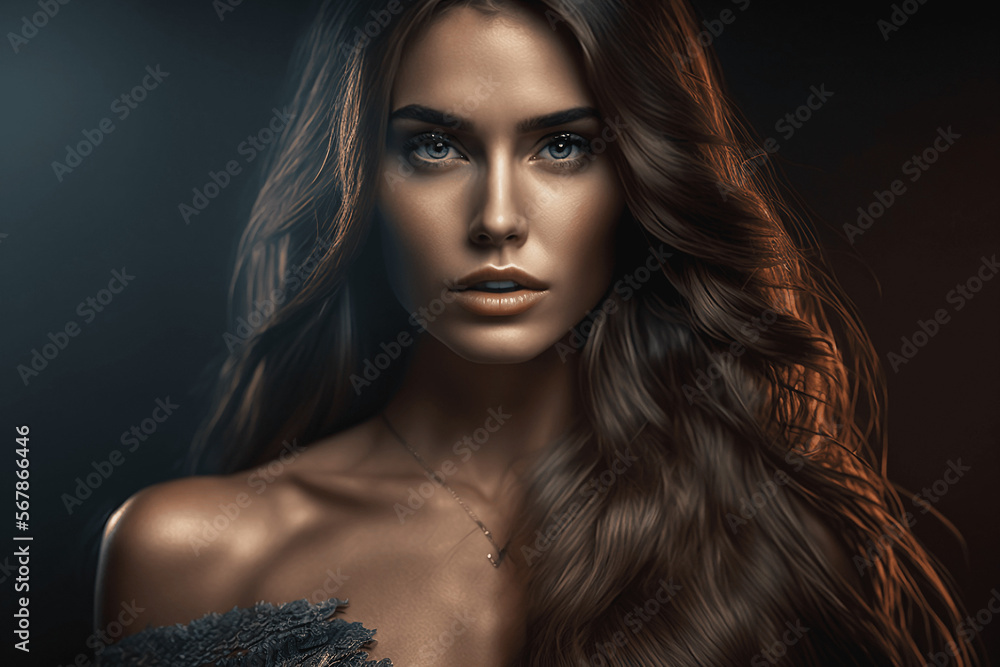 portrait of a woman with long hair - Generative AI portrait of a woman with long hair - Generative AI