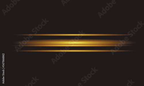 Abstract stylish light effect on black background. Gold glowing neon lines. Golden glowing dust and glare. Flash Light. Light trail. Vector illustration. EPS 10