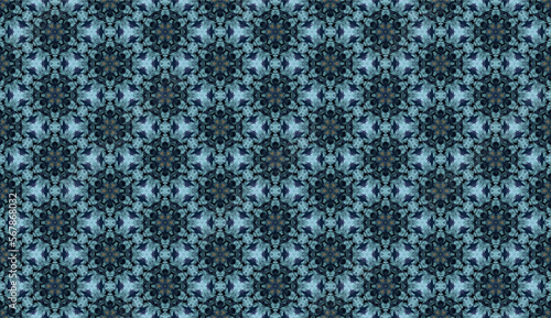 Abstract geometric flower design. Repeated seamless pattern for textile, wallpaper, wrapping paper, prints, surface design, inlay, parquet, web background or another accent etc