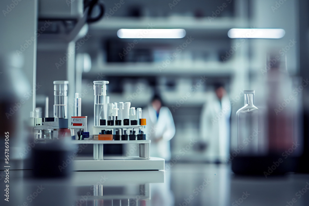 Mikrobiologen in steriler Kleidung forschen in einem modernen Labor - Generative Ai Mikrobiologen in steriler Kleidung forschen in einem modernen Labor - Generative Ai