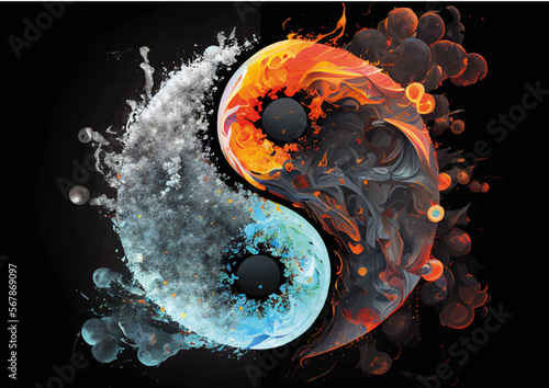 yin yang artistic drawing vector