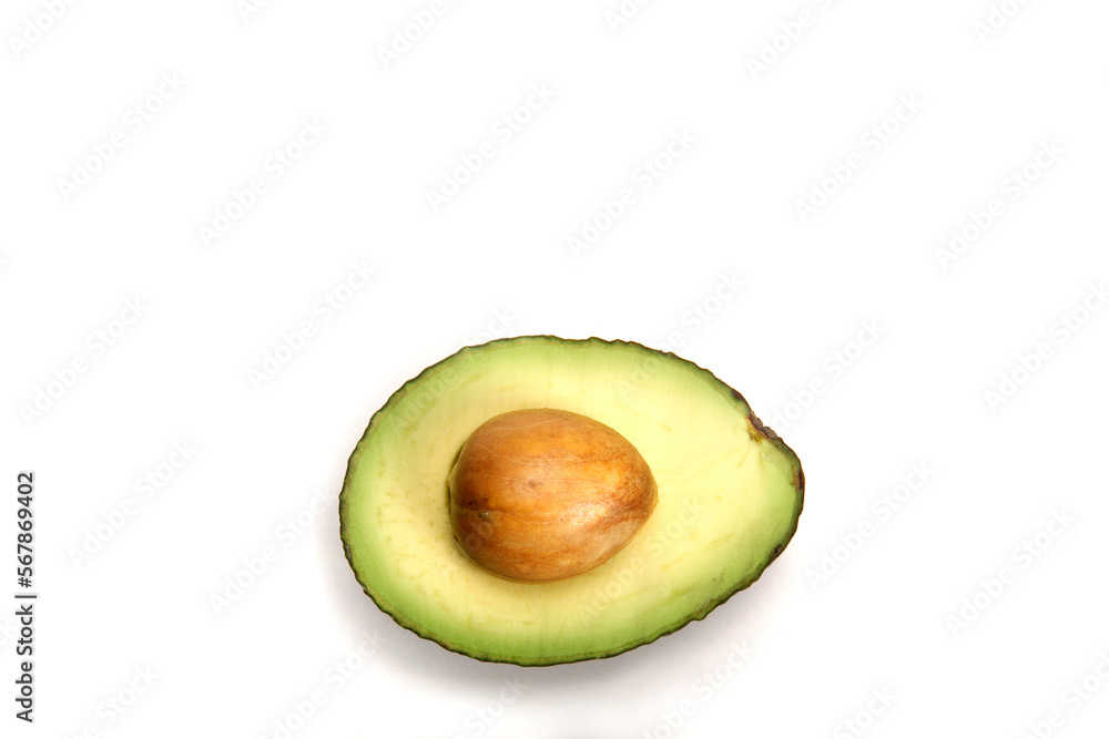 Fototapeta Avocado, One fresh avocado isolated on white background with space for text, Vegetarian food concept