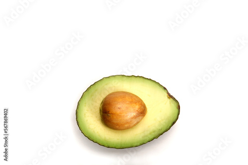 Avocado, One fresh avocado isolated on white background with space for text, Vegetarian food concept