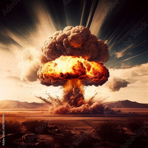 Billede på lærred Explosion from a nuclear warhead during the war