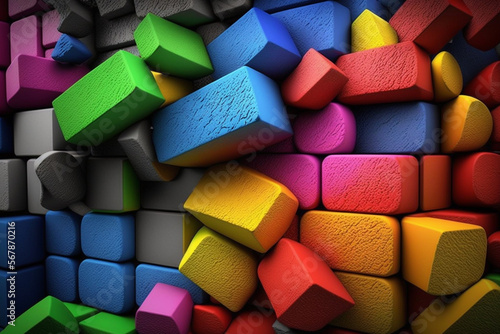 colorful 3d bricks, background image made with Generative AI