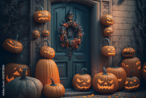 halloween pumpkins on a fro...