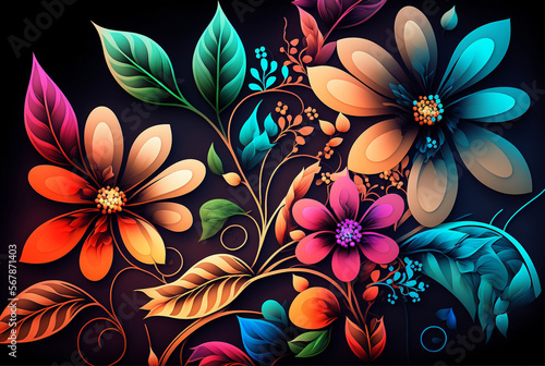 abstract colorful flower de...