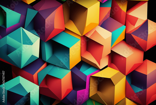 Fototapeta Abstract cubist geometry wallpaper background. Generative AI