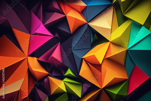 Abstract triangle geometry pattern background. Generative AI