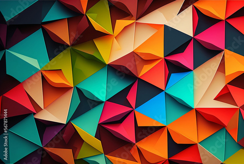 Fotografie, Obraz Abstract triangle geometry pattern background. Generative AI