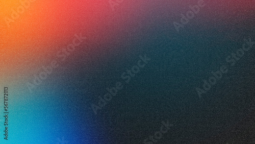 Dark blue-green with the addition of orange-purple shades grainy gradient background, blurred color wave pattern with noise texture, wide banner size.