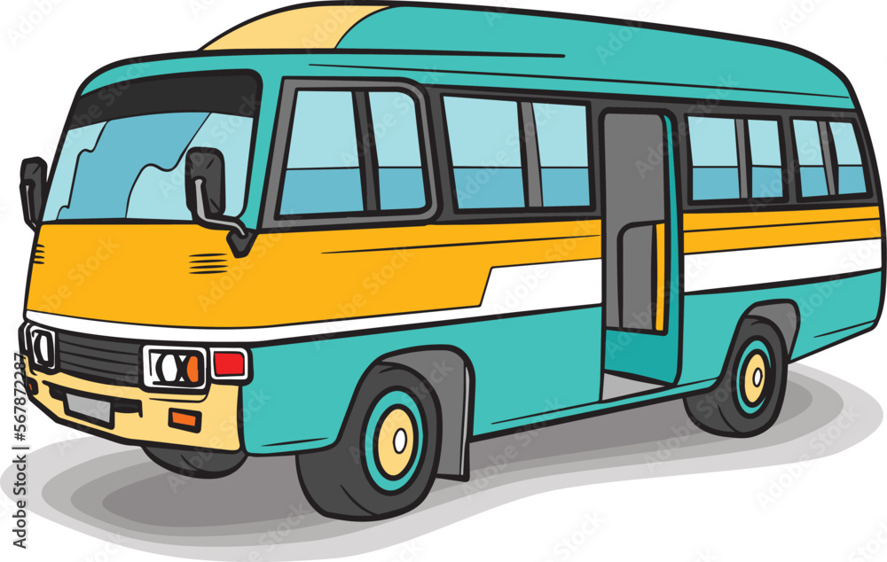 Micro Bus Heavy Vehicle Transportation Vector Illustration