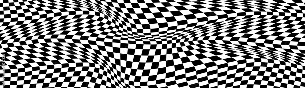 Distorted lines are an illusion of movement. Black and white pattern wavy lines. Vector illusion. Distorted lines are an illusion of movement. Black and white pattern wavy lines. Vector illusion.