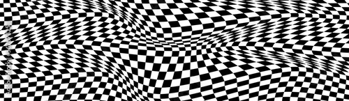 Distorted lines are an illusion of movement. Black and white pattern wavy lines. Vector illusion.