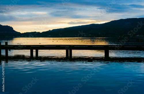 Wallpaper Mural Pier on Lake Taupo on calm morning at sunrise Torontodigital.ca