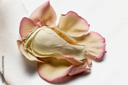 lovely rose petals against a white background. Generative AI