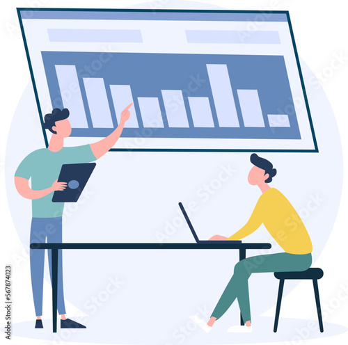 illustration of a business analyst on a transparent background