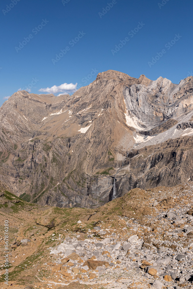 high mountain in the pyrenees in gavarnie, in the south of france in summer