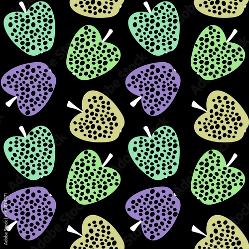 Cartoon fruit seamless apples and polka dots pattern for wrapping paper and kids clothes print and fabrics