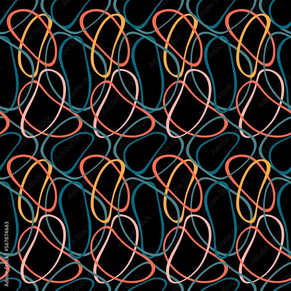 Fototapeta premium Abstract geometric seamless circle stripes ribbons pattern for wrapping paper and fabrics and linens and kids