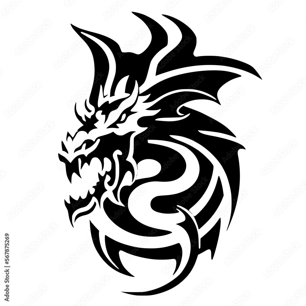 Obraz premium black and white of dragon shape