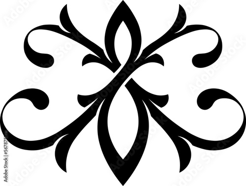 Stylized minimalistic Victorian Gothic ornament. Tattoo, ornamental design, decor element stencil type