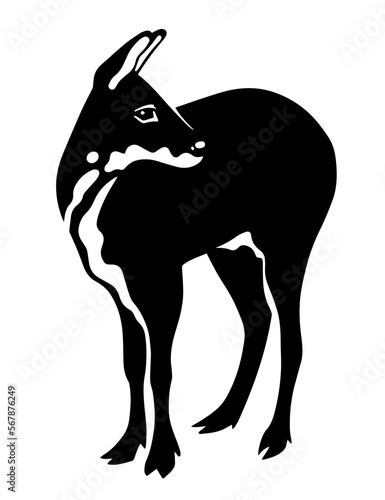 Siberian musk deer cartoon illustration isolated on white