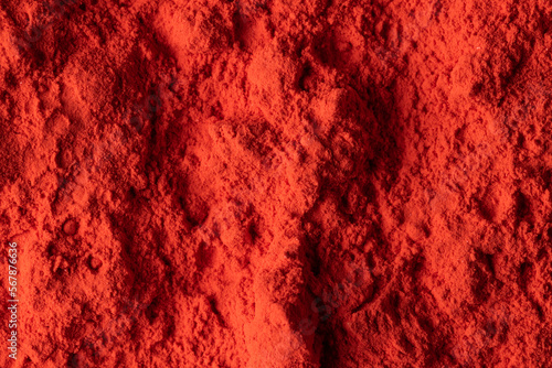 Close up of red powder background, with copy space