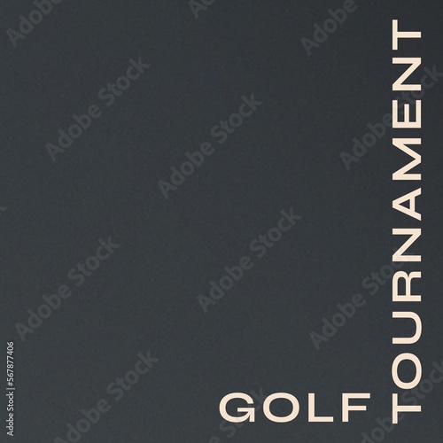 Square image of golf tournament over grey background with copy space