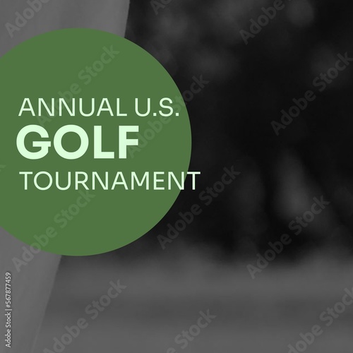 Square image of annual us golf tournament over blurred background