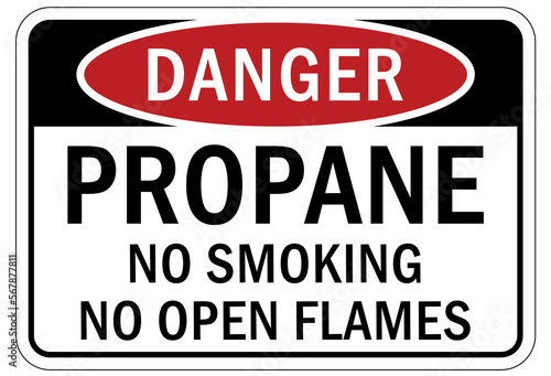 Propane warning chemical sign and labels no smoking no open flames