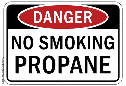 Propane warning chemical sign and labels no smoking