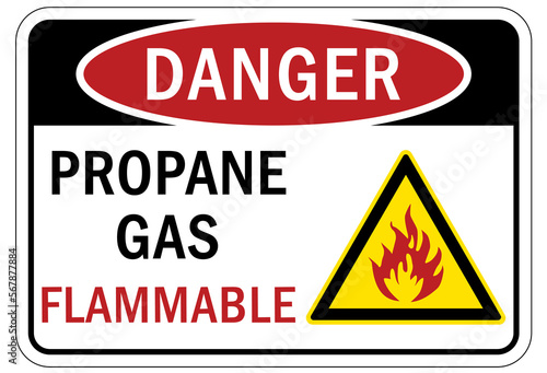 Propane warning chemical sign and labels propane gas flammable