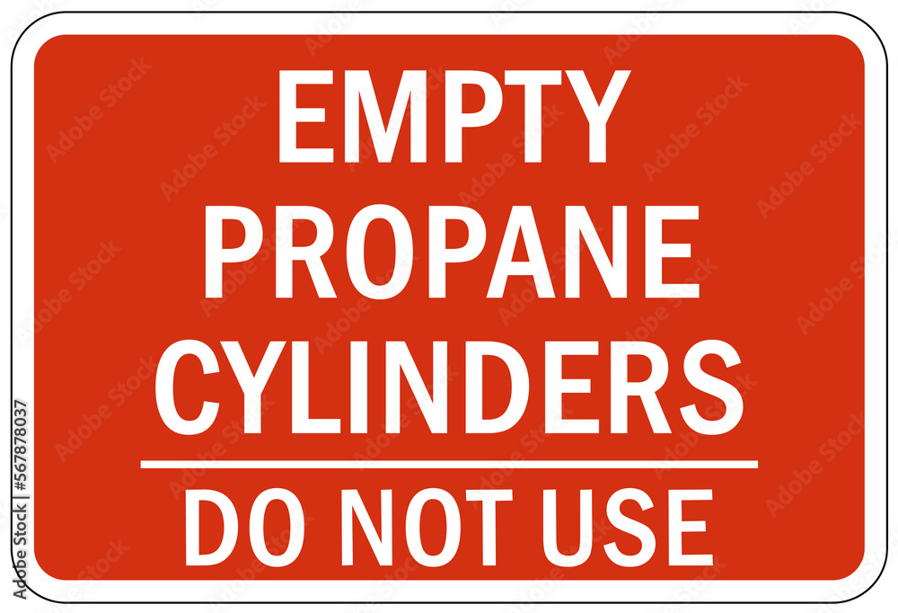 Propane warning chemical sign and labels empty propane cylinders do not use