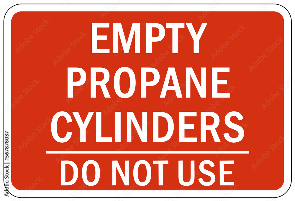 Obraz premium Propane warning chemical sign and labels empty propane cylinders do not use
